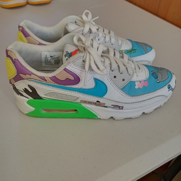 Size 10 - Ruohan Wang x Nike Air Max 90 Flyleather Multicolor - Picture 7 of 10